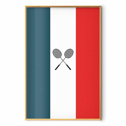Poster - French Flags and Black Badminton Rackets