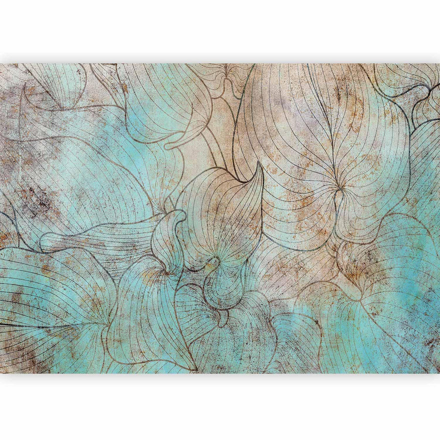 Fototapete - Leaves in Blue Artgeist