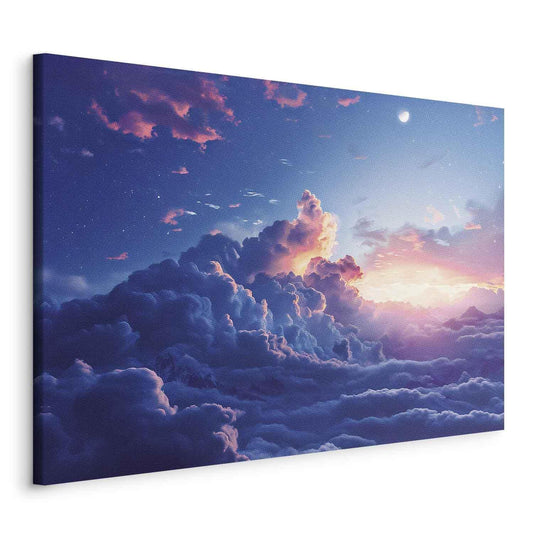 Leinwandbild - Night Concert in the Mountains: Clouds Illuminated by the Last Rays of the Sun Artgeist