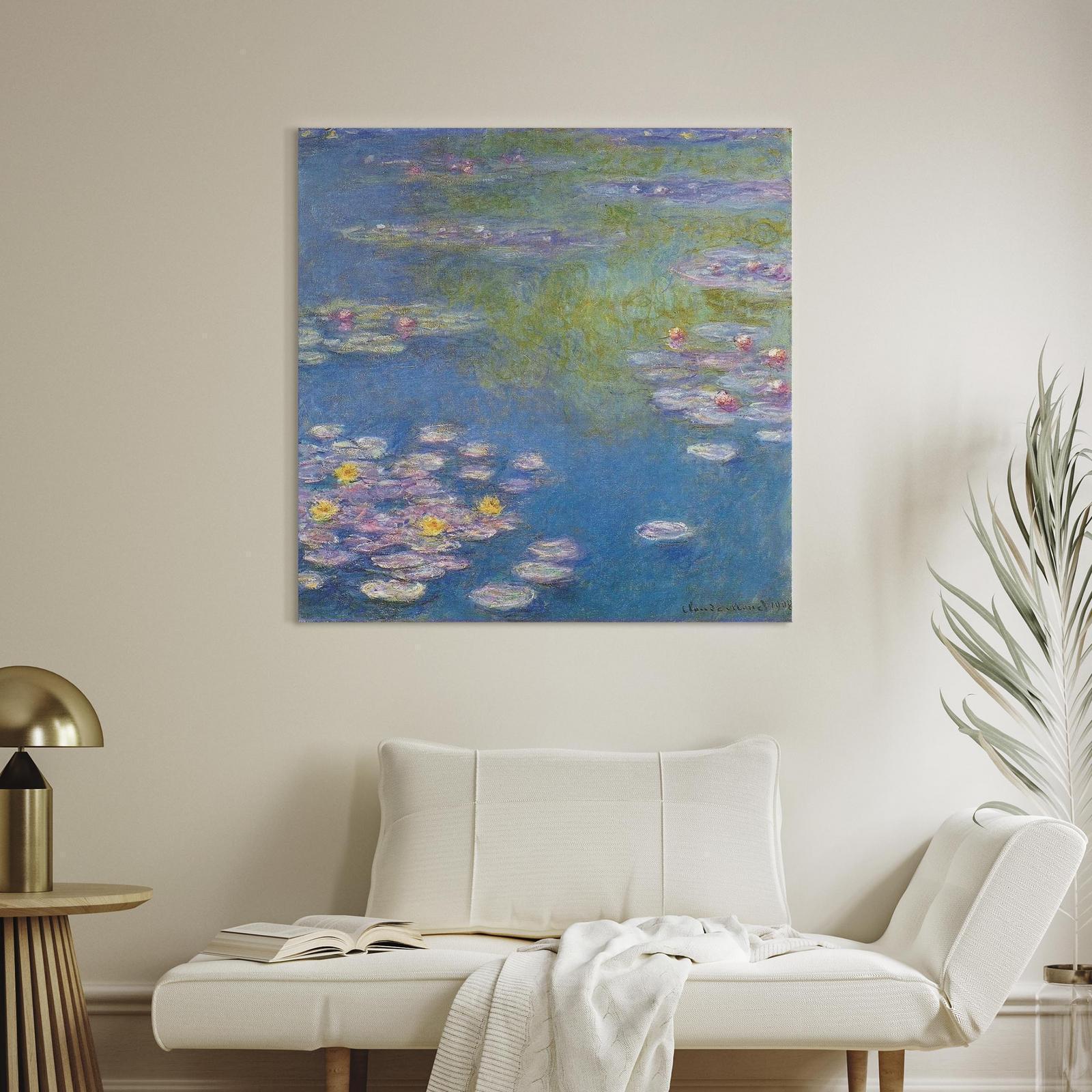 Canvas wall art featuring water lilies in Giverny, perfect for living room decor.