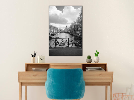 Leinwandbild - Bikes On Bridge (1 Part) Vertical
