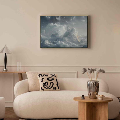 Leinwandbild - Astral Calm: Stars Scattered Over Delicate Clouds Artgeist