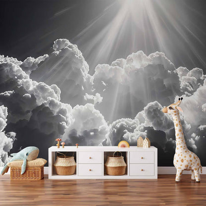 Fototapete - Hope in the Clouds: Inspiring Rays of the Sun – Awaken Emotions