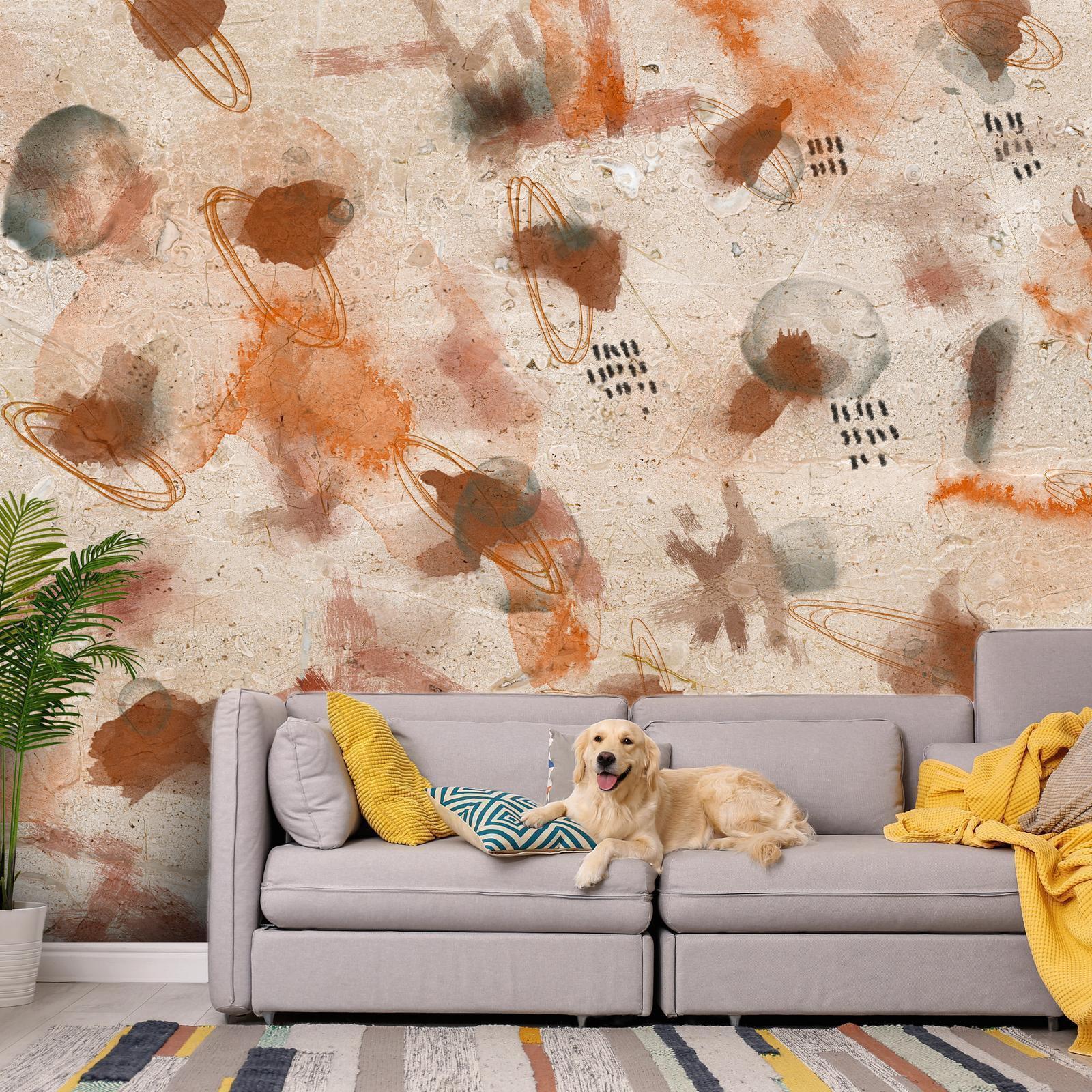 Fototapete mit bemalter Steinwand

