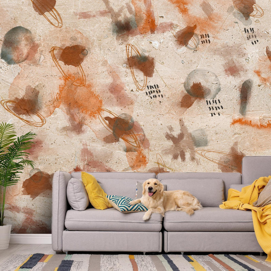 Fototapete mit bemalter Steinwand

