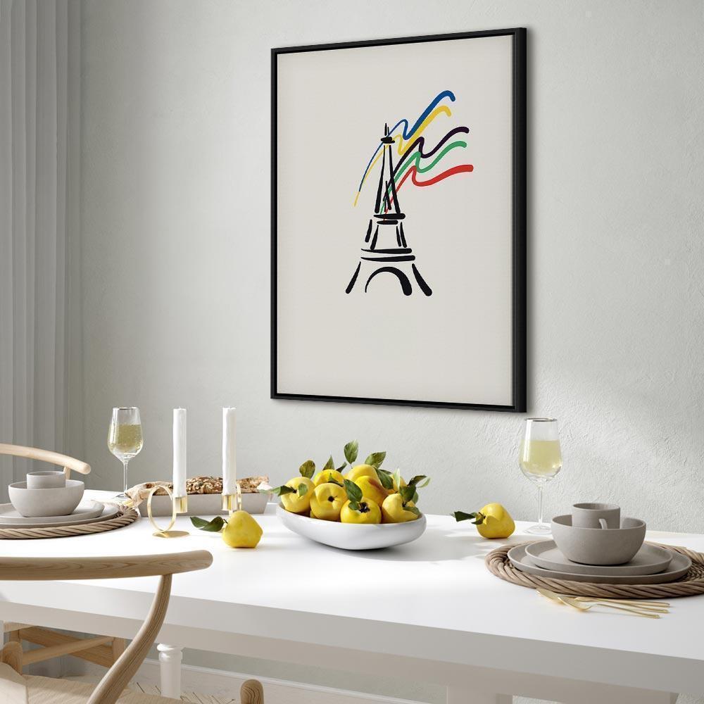 Leinwandbild - Eiffel Tower and Colorful Ribbons