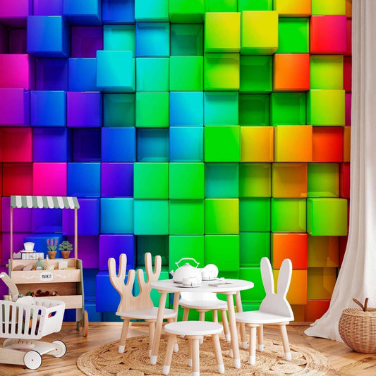 Bunte 3D-Würfel – Geometrische Fototapete modern