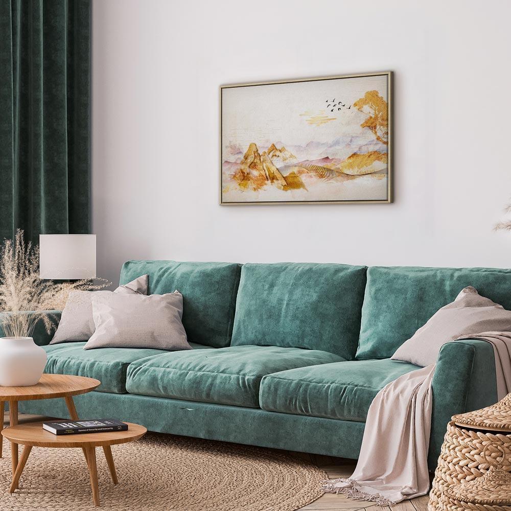 Leinwandbild - Golden Mountains (1 Part) Wide