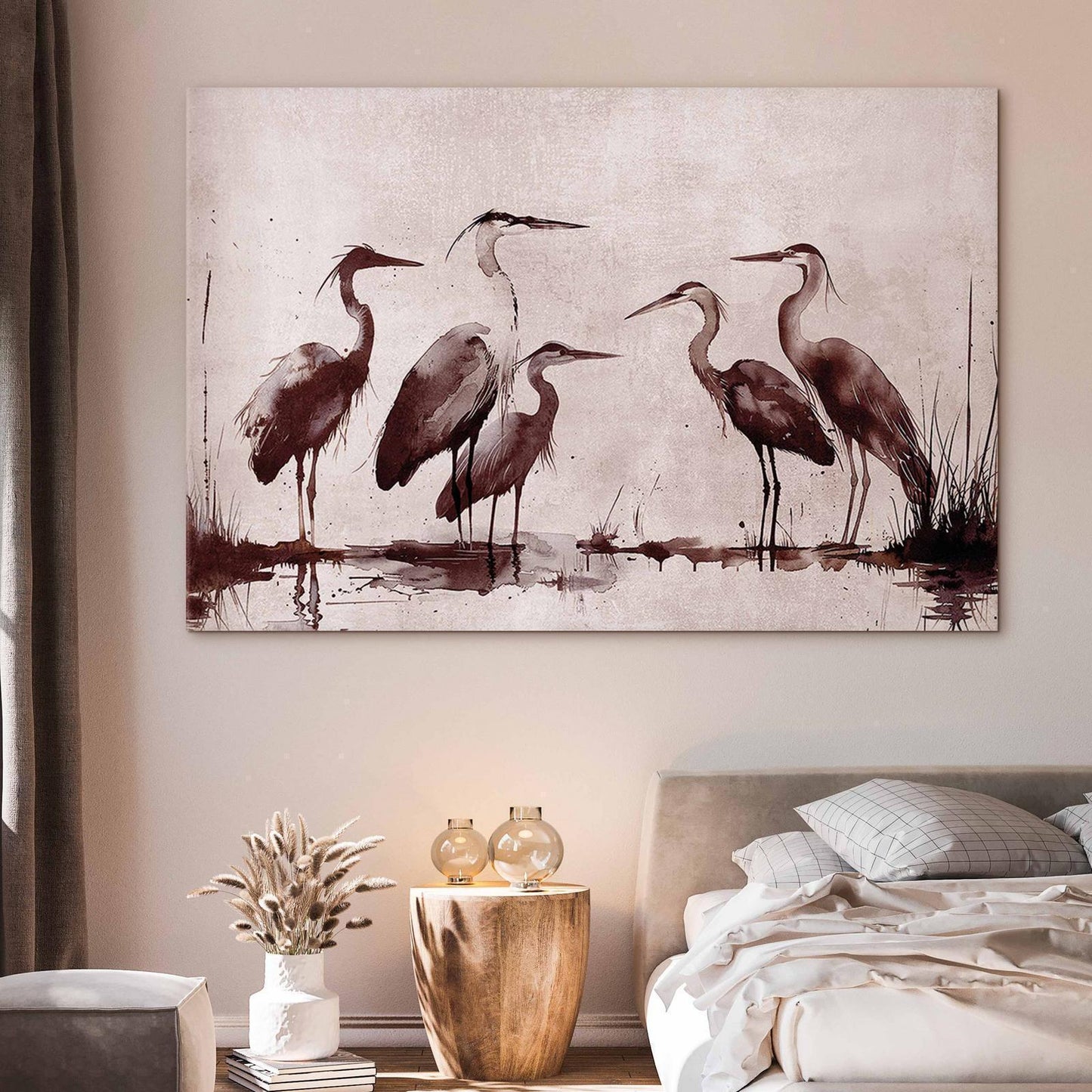 Wandbild XXL - Herons painted with ink