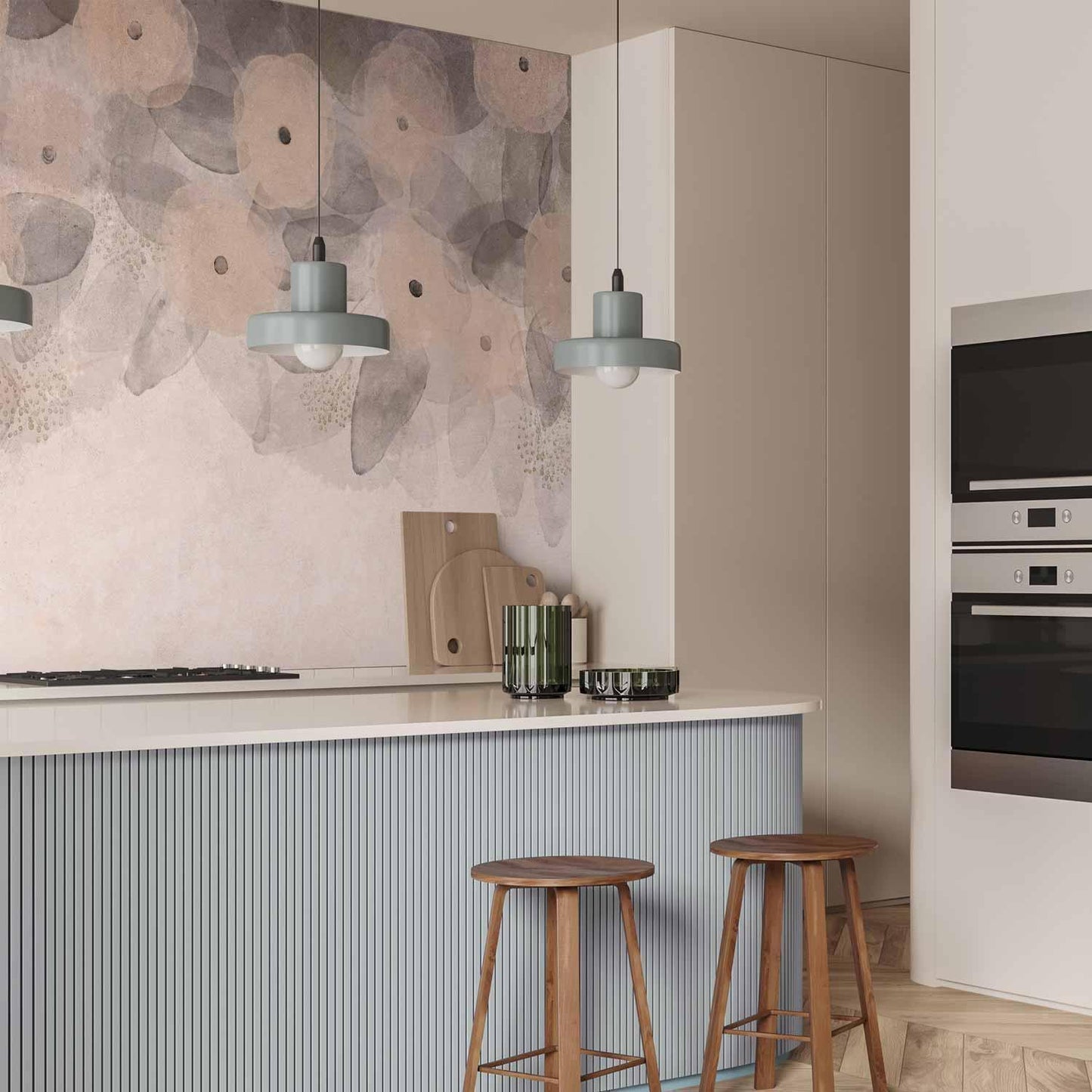 Fototapete - Minimalist meadow - patterns on a delicate beige textured background