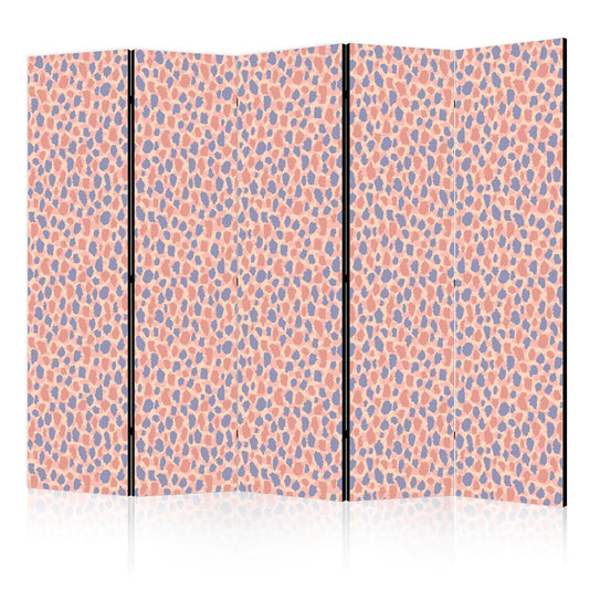 Paravent - Giraffe Pattern - Colorful Animal Pattern in Blue-Pink Spots Artgeist