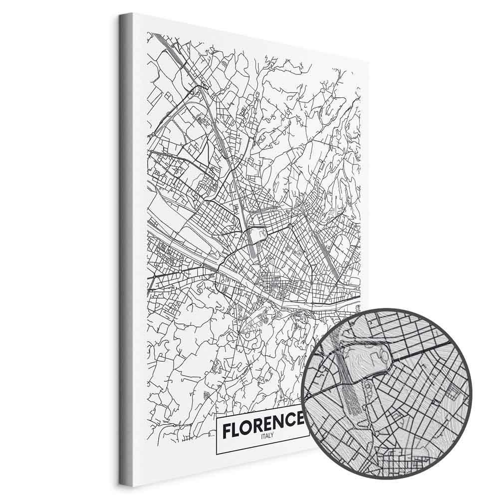 Leinwandbild - Florence Map (1 Part) Vertical