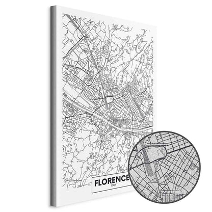 Leinwandbild - Florence Map (1 Part) Vertical