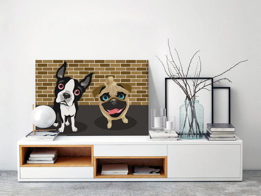 Süße Hunde Wandbild zum Ausmalen - Herzerwärmende Welpen-Motive mit nummerierten Feldern für entspannende Kreativität