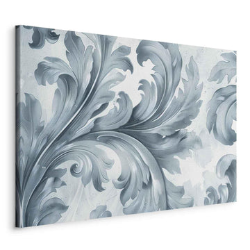 Leinwandbild - Stone Baroque Ornaments in Light Shades of Gray-Blue Artgeist