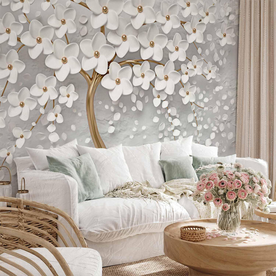 Fototapete Magische Magnolie – Zarte Blütenpracht für stilvolle Räume Sawelt