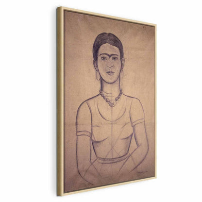 Leinwandbild - Frida Kahlo – Self-Portrait, 1929 (charcoal drawing)