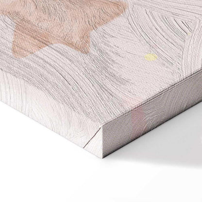 Leinwandbild - Joyful Sky - Yellow Cheerful Stars with a Rainbow Against the Phases of the Moon in a Light Beige Sky Hue