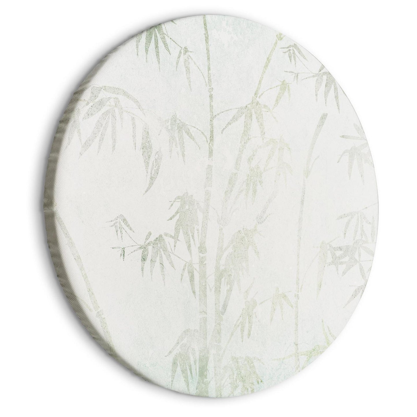 Rundes Bild - Bamboo forest - Delicate bamboo jungle in pastel colors of celadon and green on a light background/Jungle in Asia Artgeist