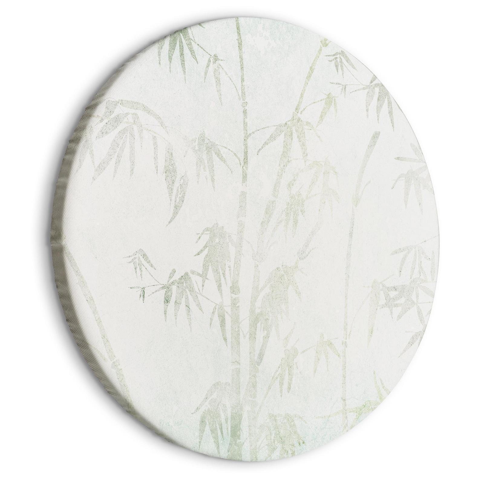 Rundes Bild - Bamboo forest - Delicate bamboo jungle in pastel colors of celadon and green on a light background/Jungle in Asia Artgeist