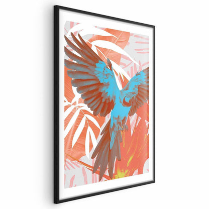 Poster - Exotic Wings - parrot among abstract leaf patterns