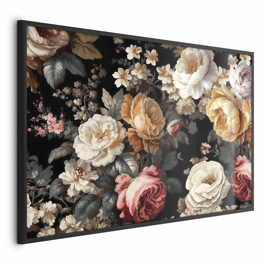 Poster - Colorful Flowers on a Black Background Artgeist