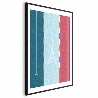 Poster - Illustration of a Pool Against the French Flag