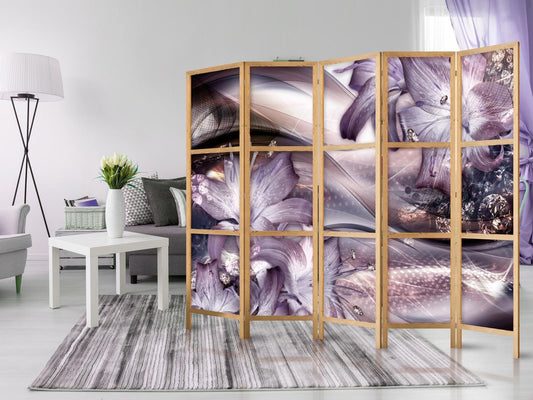 Japanischer Paravent - Lilies on a Wave Artgeist