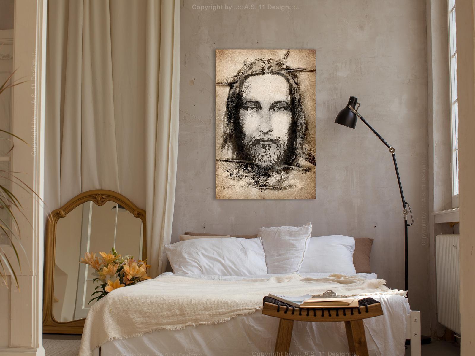 Leinwandbild - Shroud of Turin in Sepia (1 Part) Vertical Artgeist