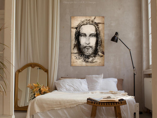 Leinwandbild - Shroud of Turin in Sepia (1 Part) Vertical Artgeist