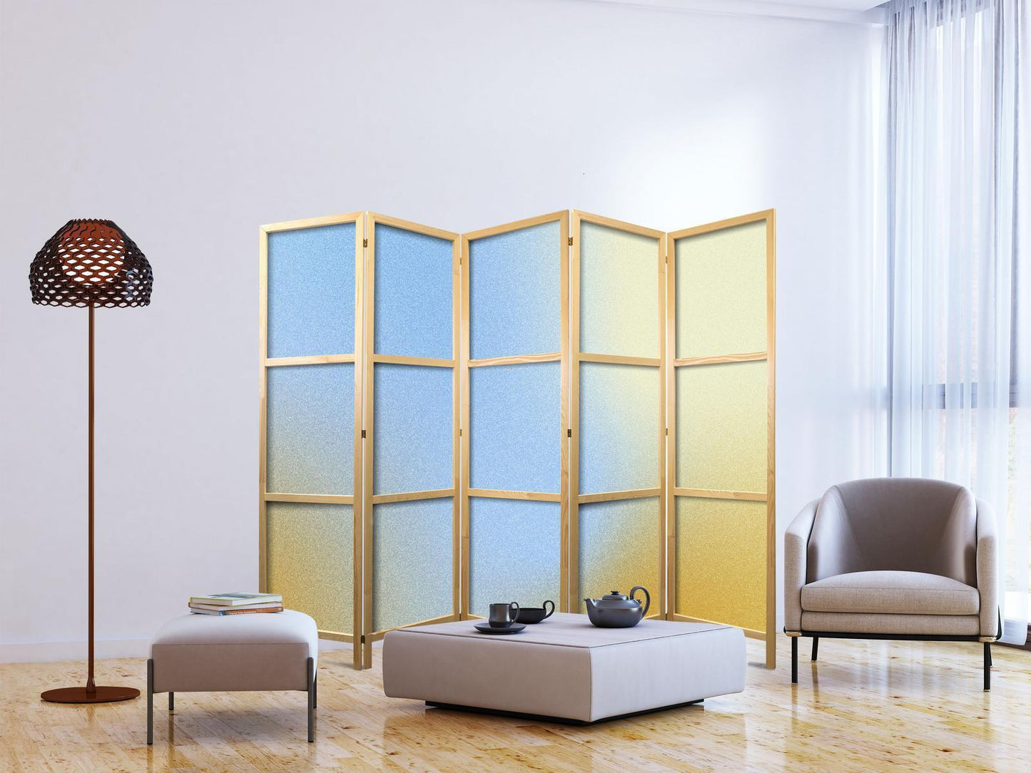 Japanischer Paravent - Energetic Gradient - Gradient Composition in Vibrant Colors