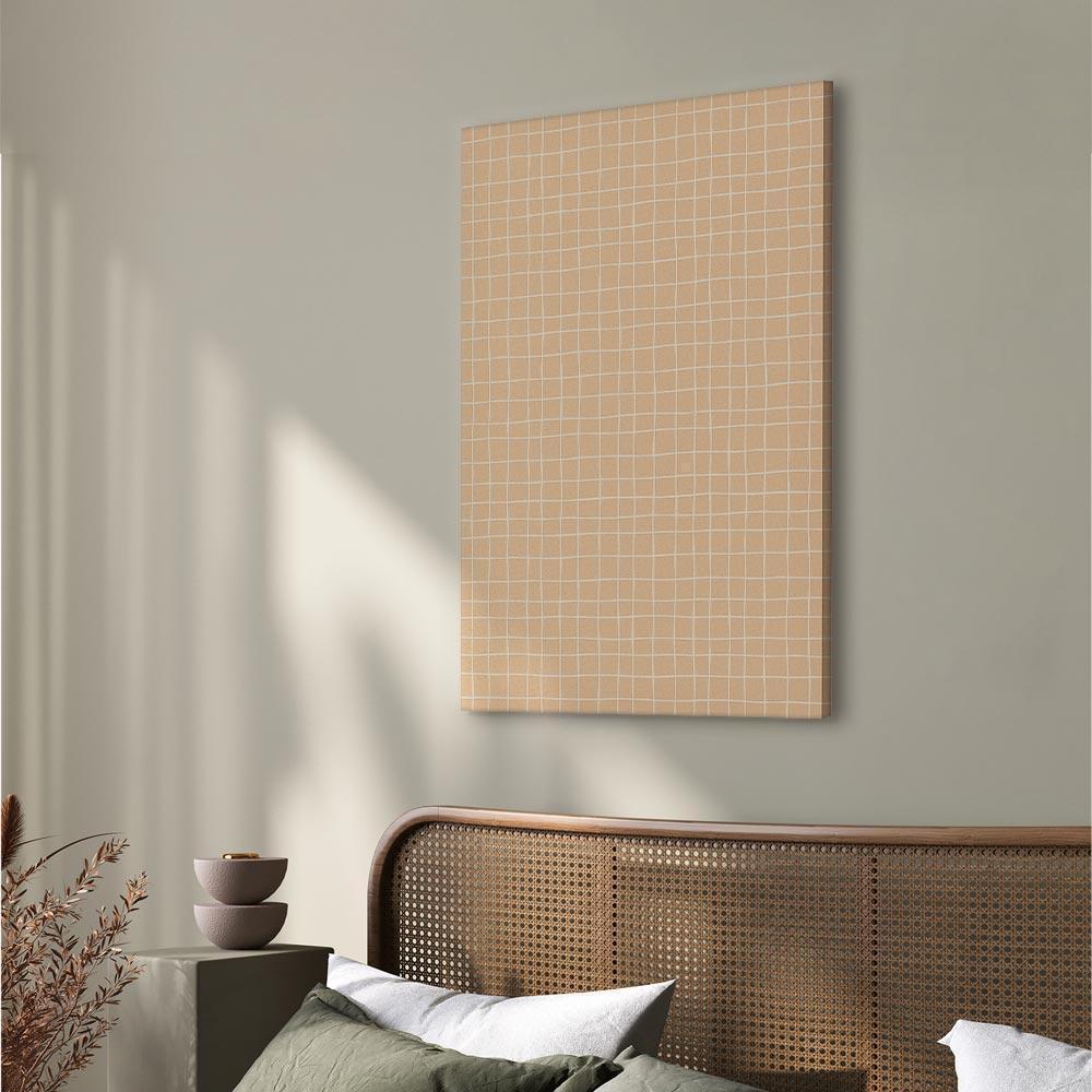 Leinwandbild - Waving Lines - Creamy Grid on a Noisy Pastel Background