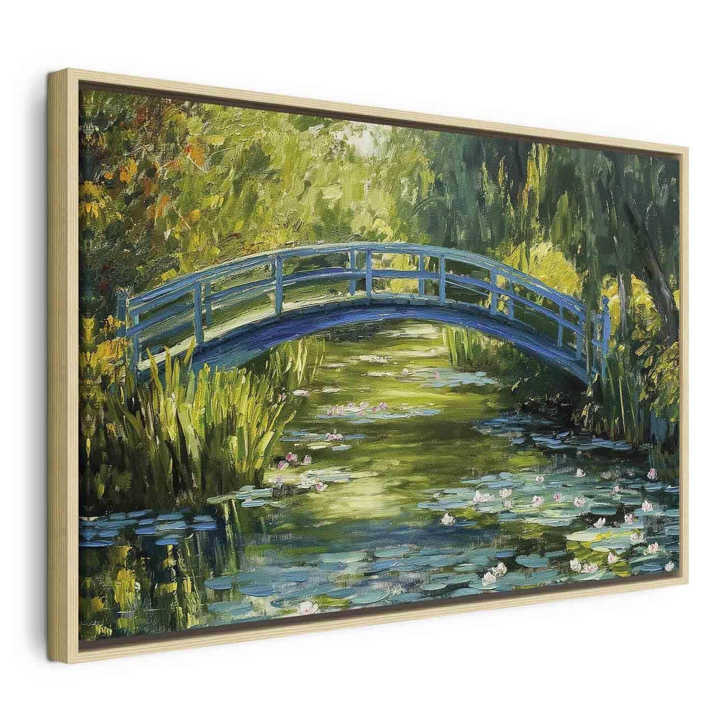Leinwandbild - Impressionist bridge - painting of a bridge against a picturesque background