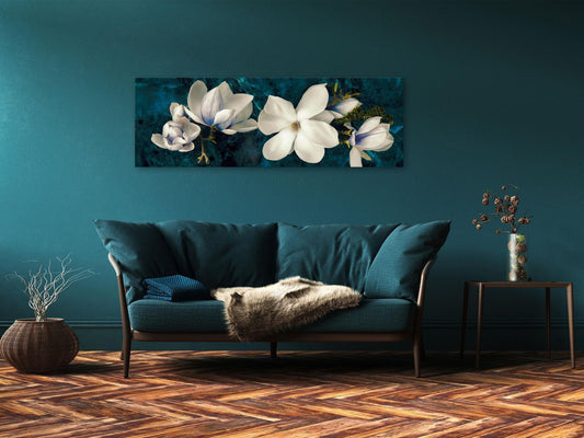 Leinwandbild - Avant-Garde Magnolia (1 Part) Narrow Turquoise Artgeist