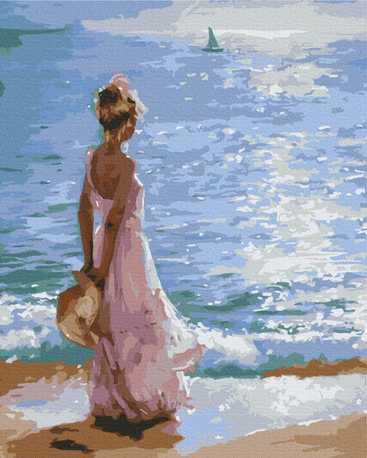 Malen nach Zahlen - Woman gazing at the sea