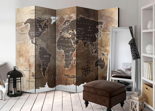Paravent - Map on the wood Artgeist