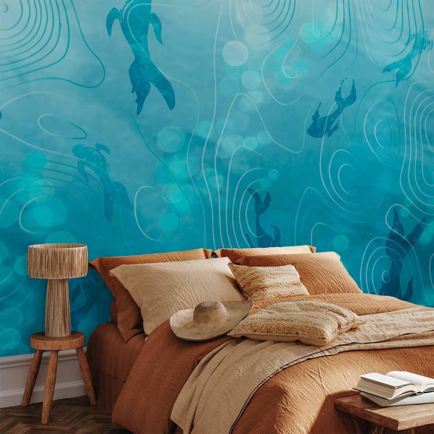 Fototapete Japanischer Koi-Teich - Elegante Koi-Fische im klaren Wasser