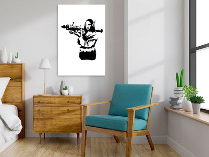 Leinwandbild - Banksy Mona Lisa with Rocket Launcher (1 Part) Vertical Artgeist