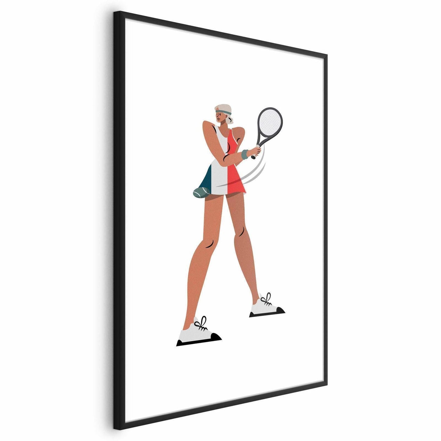 Poster - Tennis Player with a Racket on a White Background - Illustration Artgeist