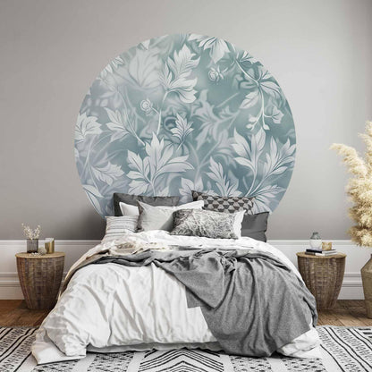 Runde Fototapete - Distressed floral patterns in muted turquoises