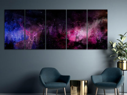 Leinwandbild - Deer Galaxy (5 Parts) Narrow
