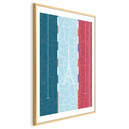 Poster - Illustration of a Pool Against the French Flag
