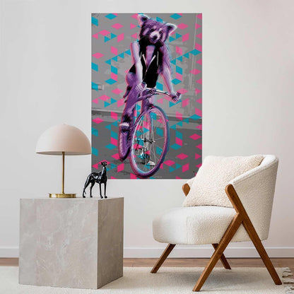 Poster - Raccoon on a Bicycle Artgeist
