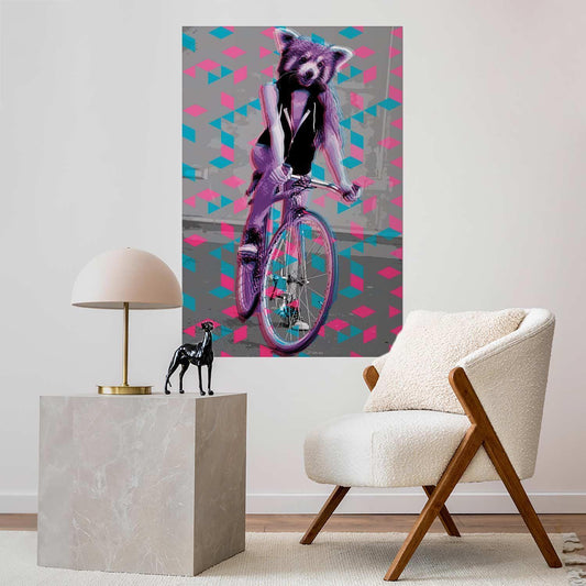 Poster - Raccoon on a Bicycle Artgeist