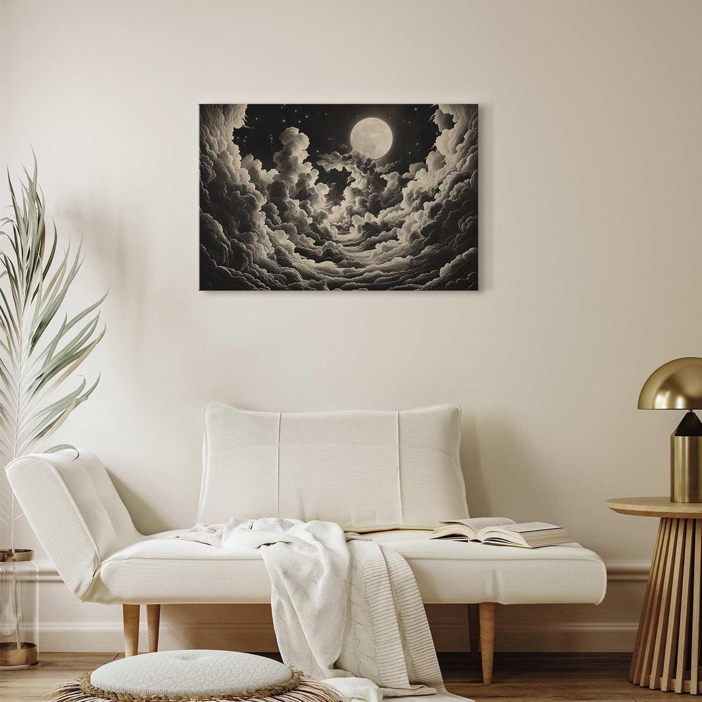 Leinwandbild - Moon and Stars Singing Among the Great Clouds Artgeist