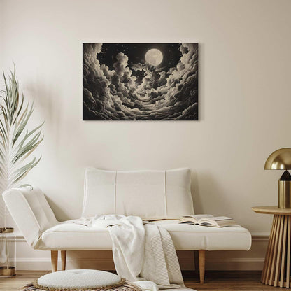 Leinwandbild - Moon and Stars Singing Among the Great Clouds Artgeist