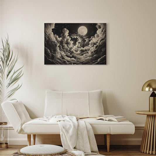 Leinwandbild - Moon and Stars Singing Among the Great Clouds Artgeist