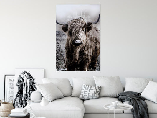 Leinwandbild - Highland Cow in Sepia Artgeist