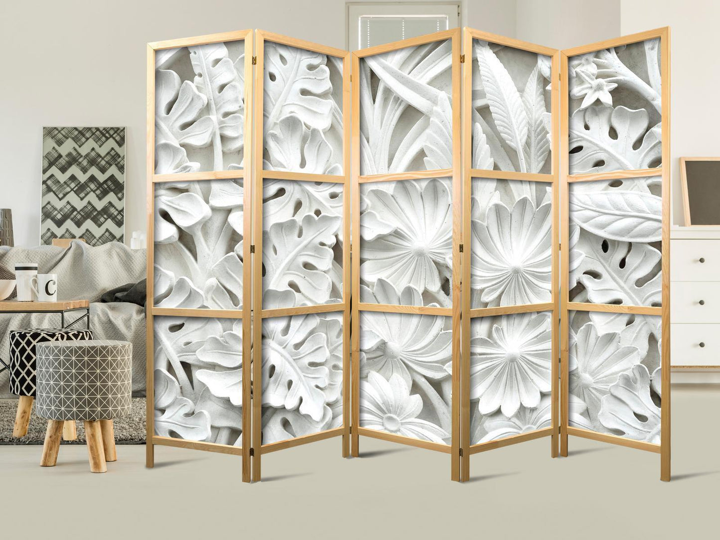 Japanischer Paravent - Alabaster Garden III
