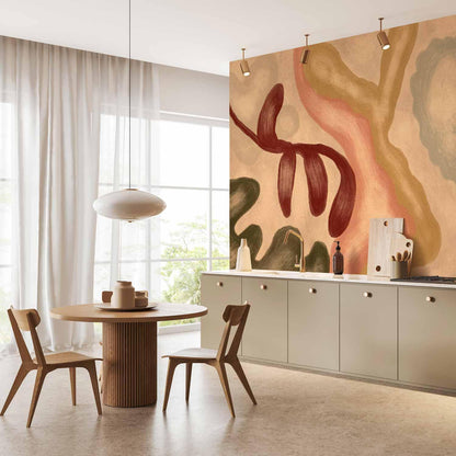 Fototapete - Colorful shapes – worn-out figures in lime wash technique